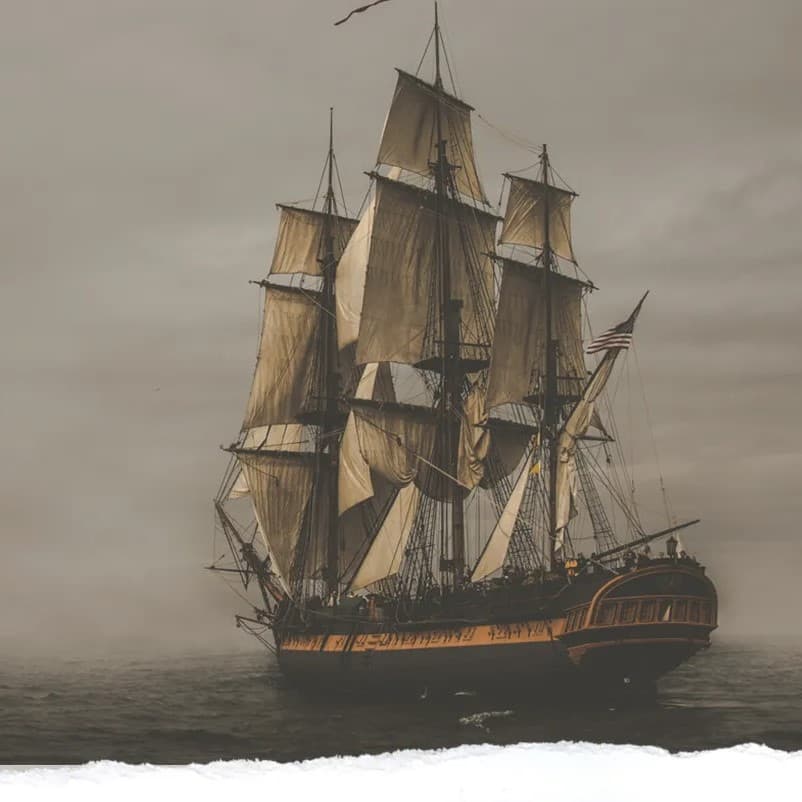Ship in the sea.