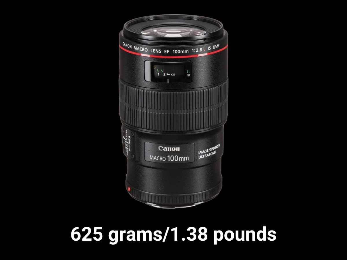 Canon EF 100mm f2.8L Macro weight.