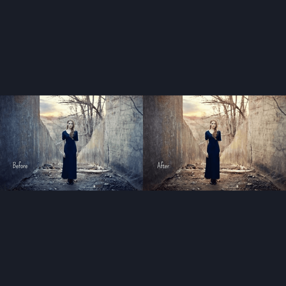 Woman standing in between two walls.