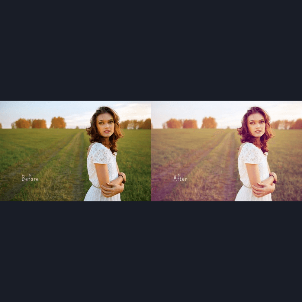 Woman standing in grass field.