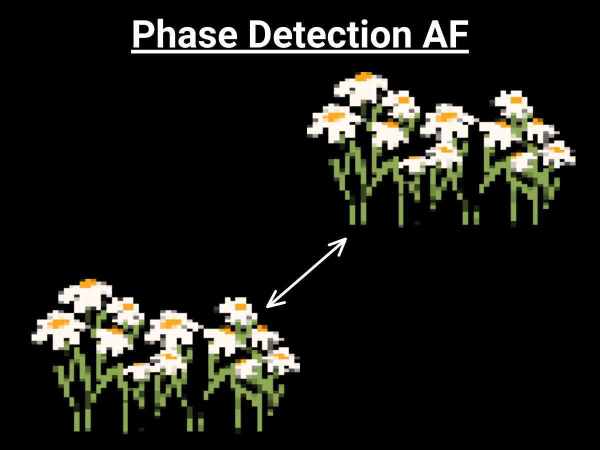 Graphic showing Hybrid AF first uses phase detection AF.