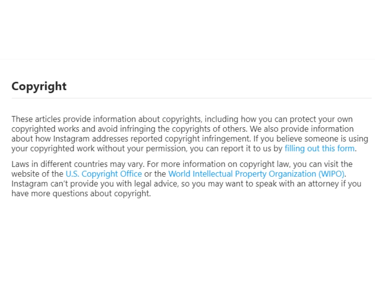 Instagram copyright rules.