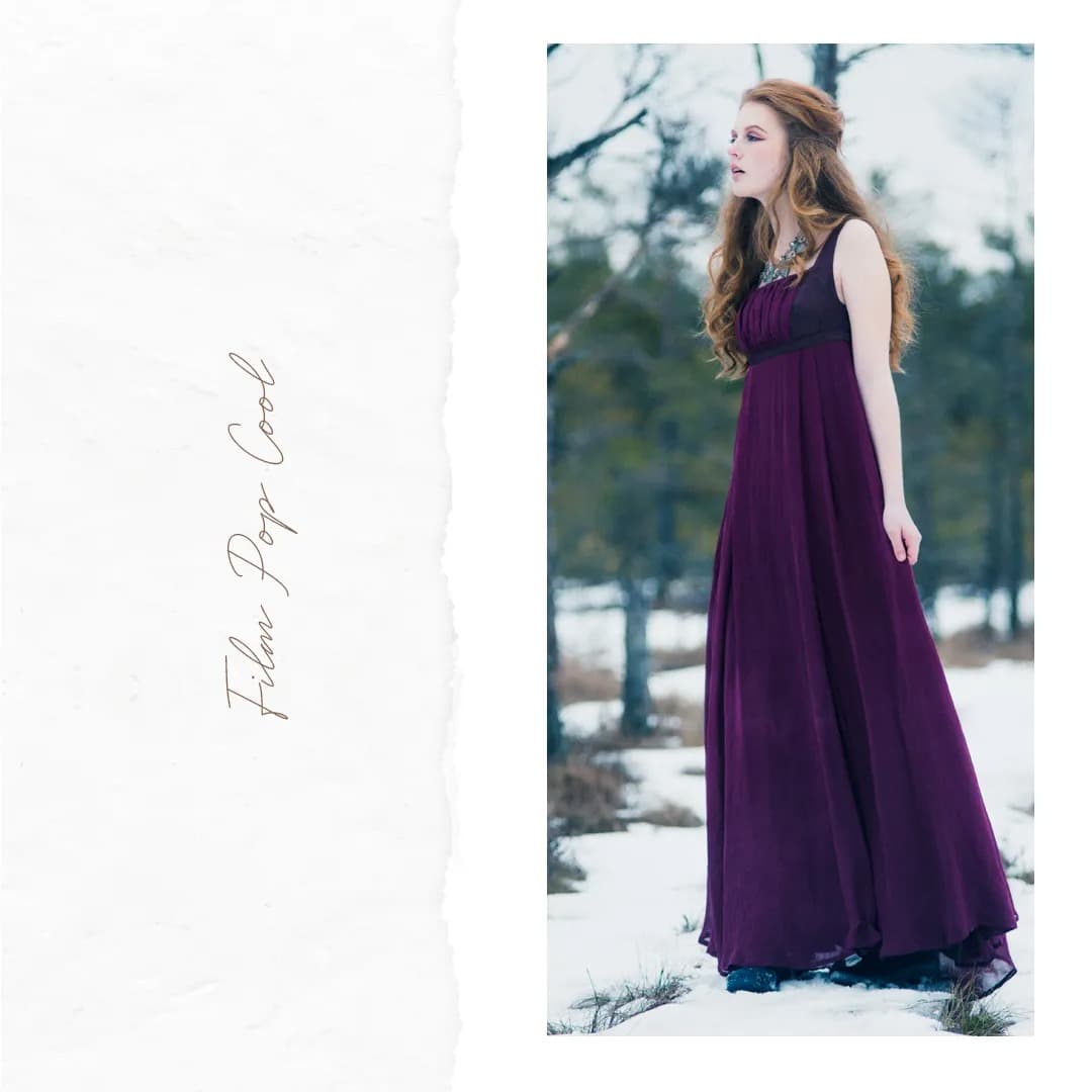 Woman standing in snow with a concerned look.