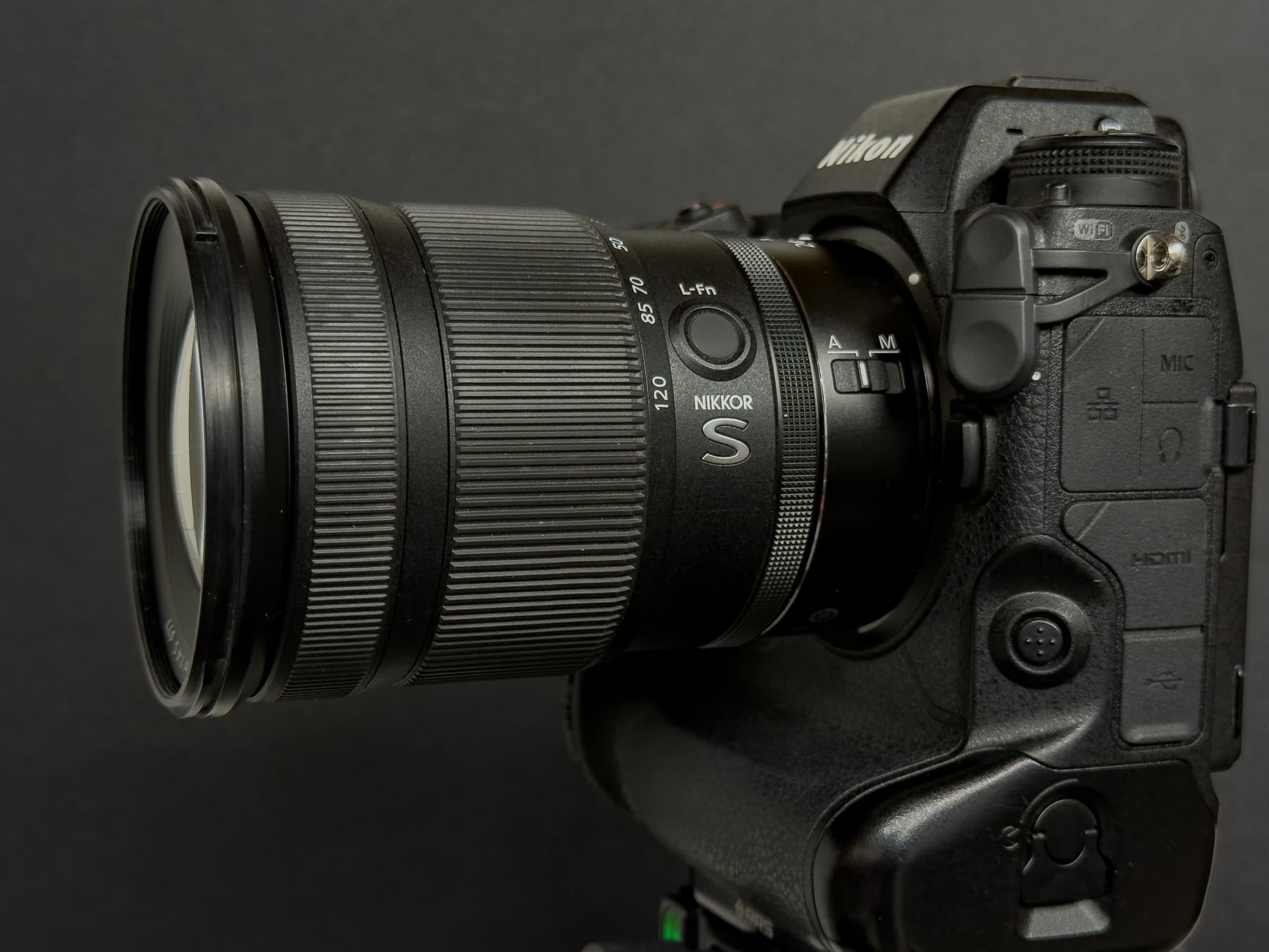 The Nikon Z 24-120mm f/4 S mounted to an advanced or professional Nikon body to demonstrate its balanced proportions as a versatile, premium all-in-one mid-range zoom