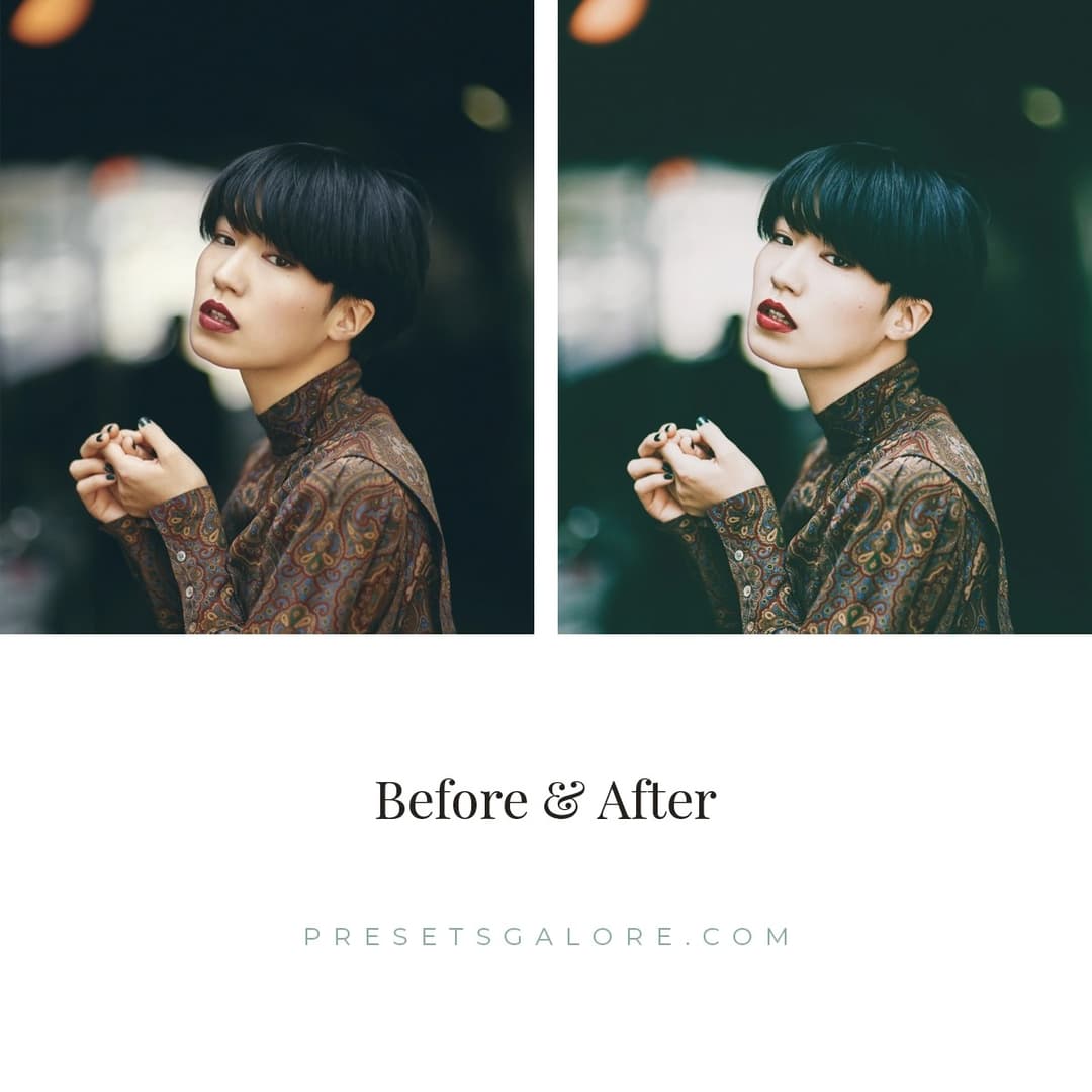 Woman with bowlcut and red lipstick.