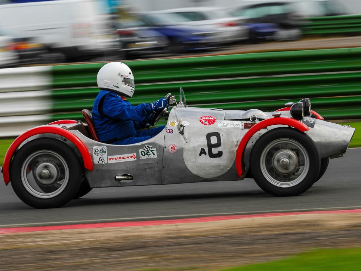 Race car being panned on camera.