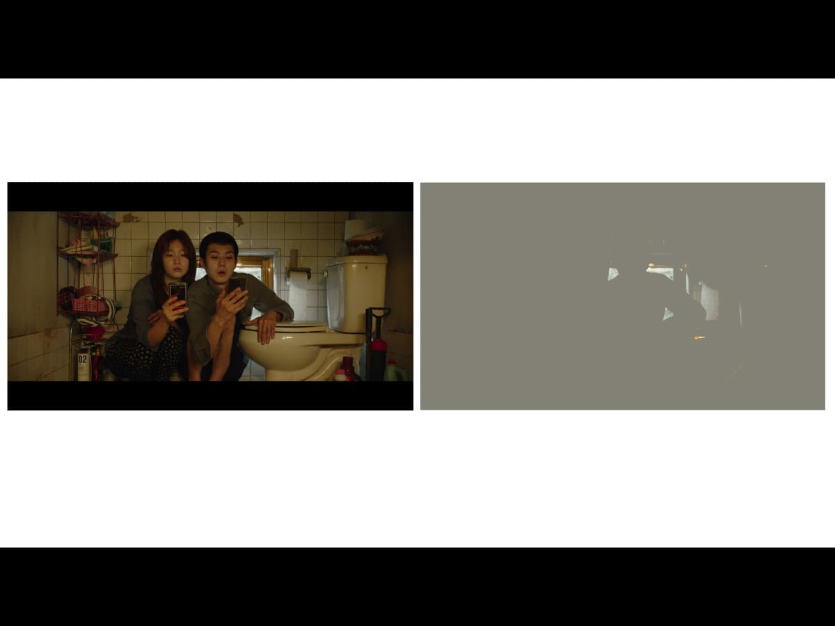 Lighting from scene from Parasite where Ki-woo and sister are in bathroom.