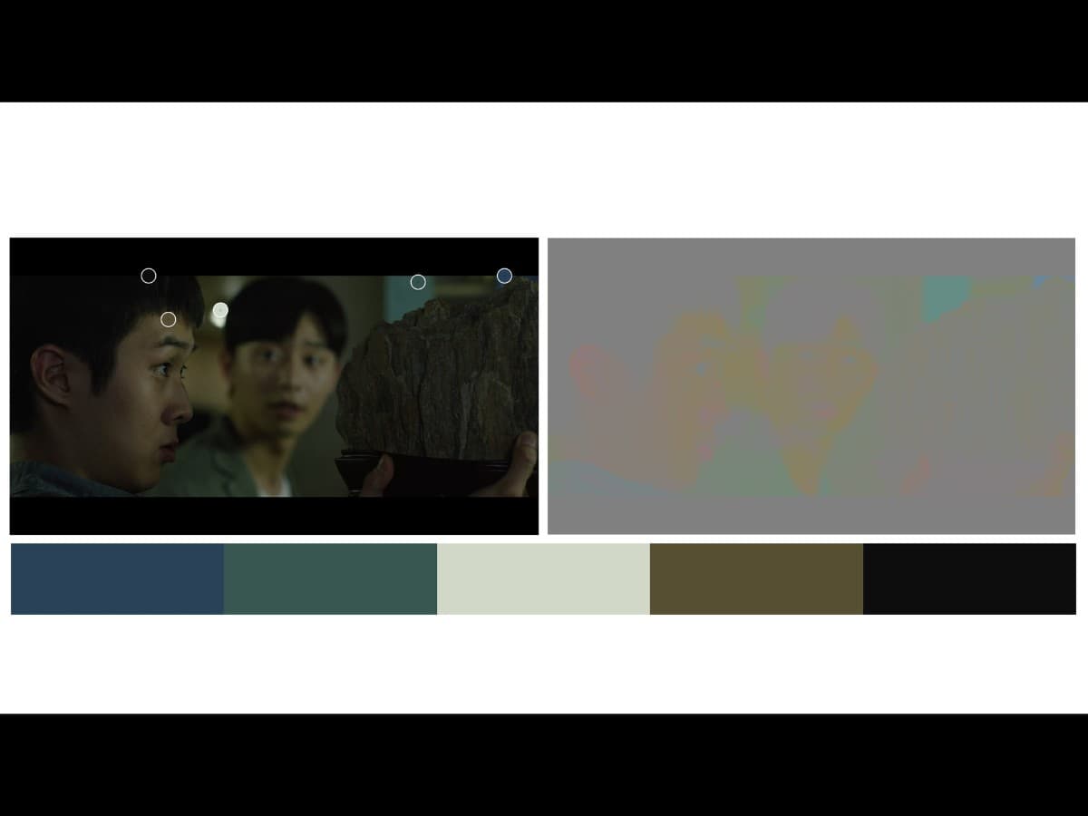 Color from scene from Parasite where Ki-Woo is gifted scholar's rock.
