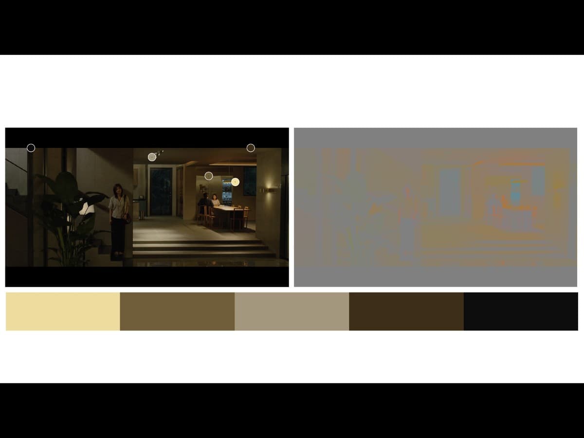 Color from scene in Parasite where Ki-Woo's sister is listening to family.