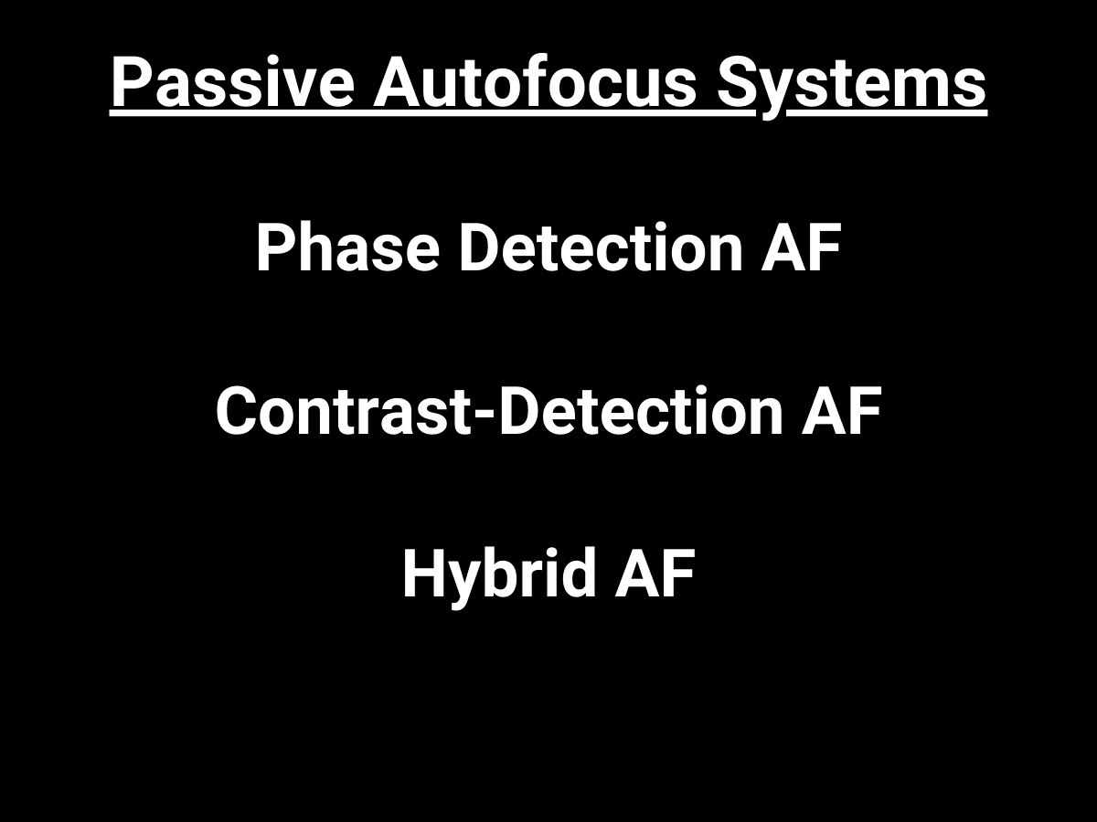 Graphic showing the different passive autofocus systems.