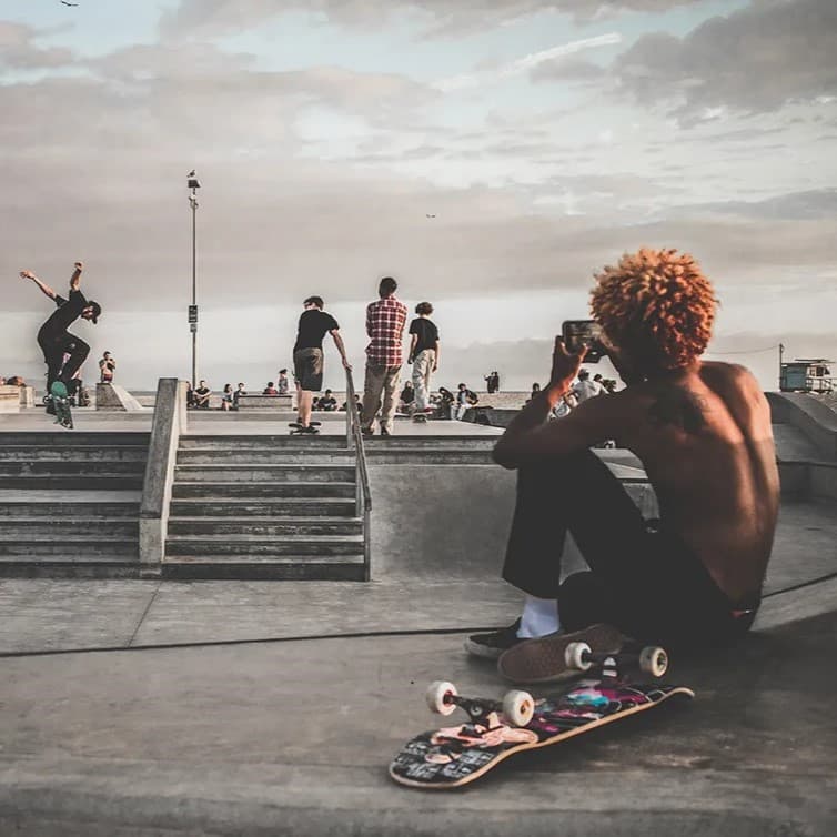 Skaters in a skatepark.