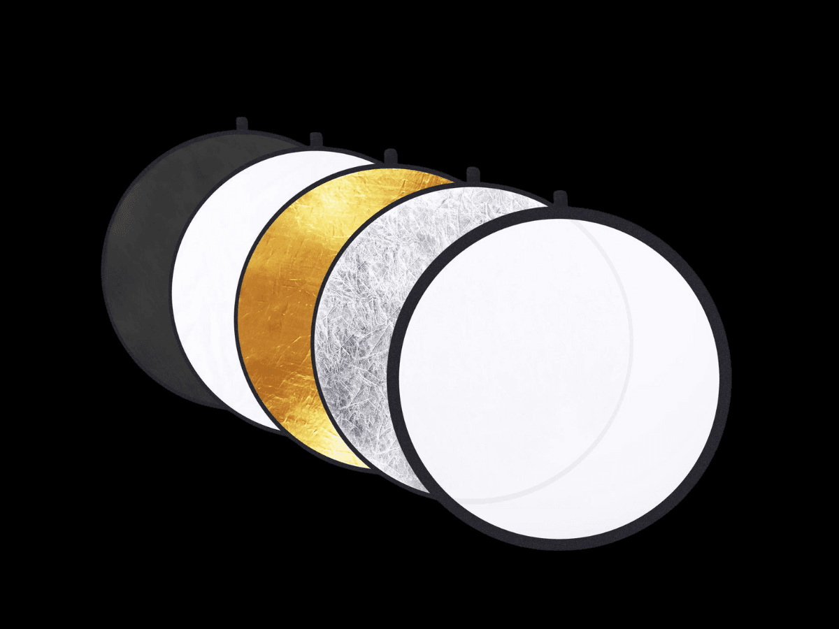 White, silver, golde, and black reflectors.