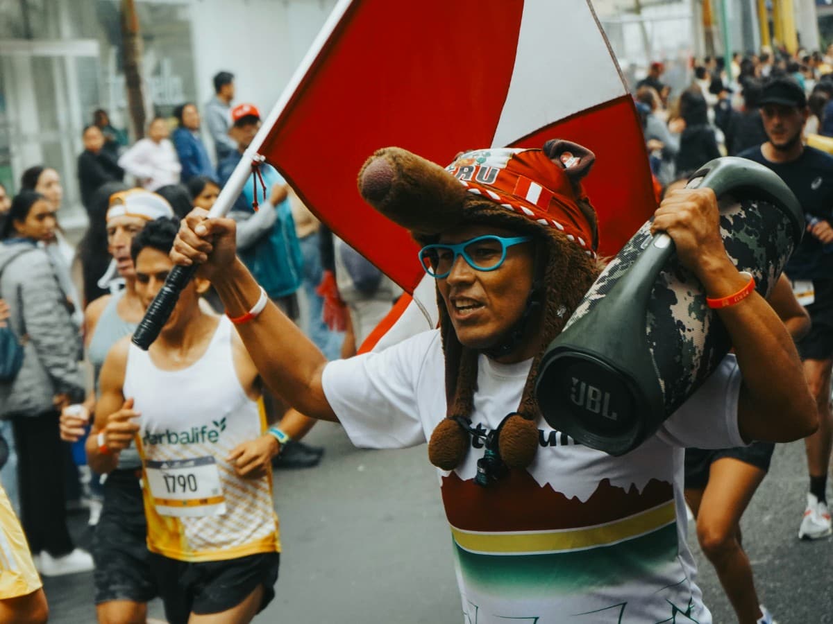 Man running a race.