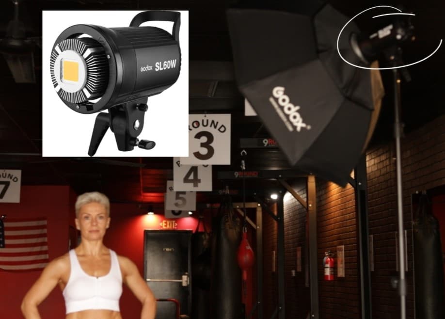 Godox TT600 being used as a key light for fitness photography