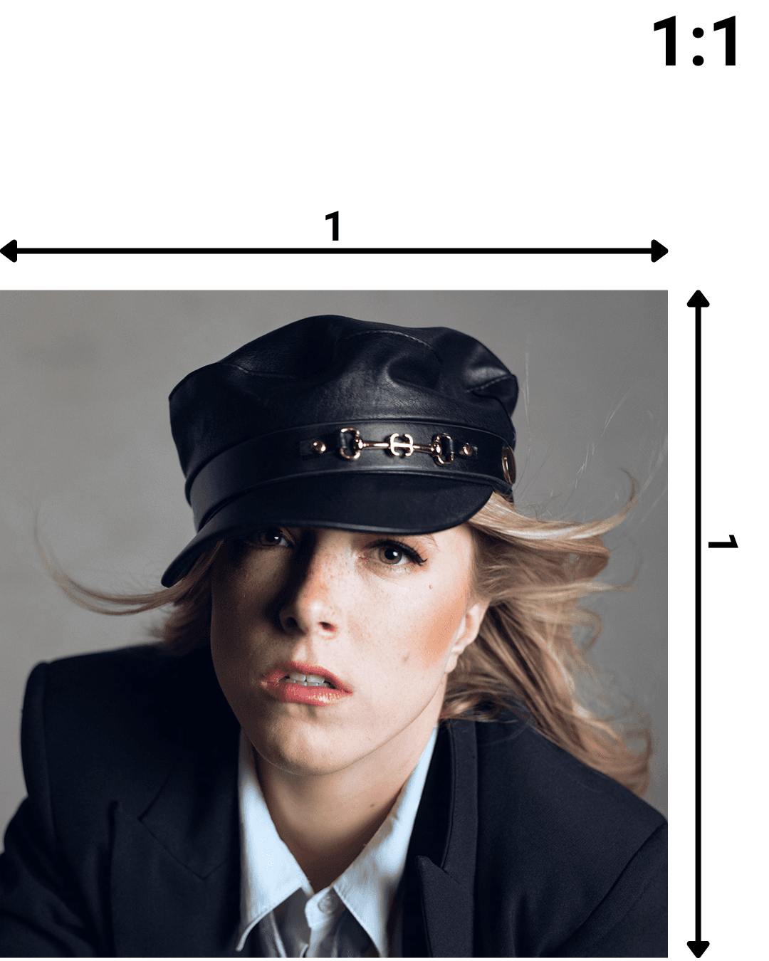1:1 aspect ratio for headshots Example headshot of a girl with a 1:1 aspect ratio.