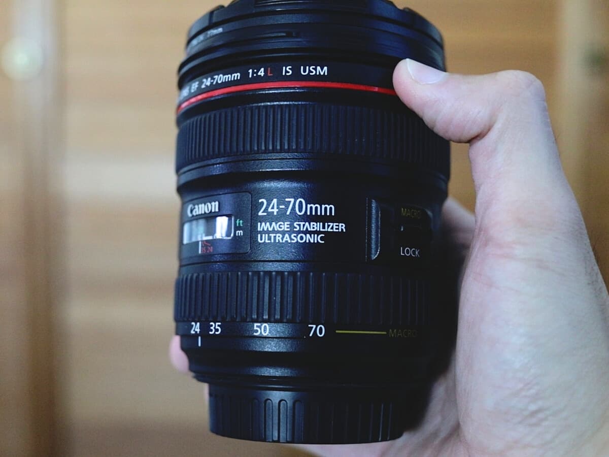 Canon EF 24-70mm f/4L Holding the Canon EF 24-70mm f/4L.