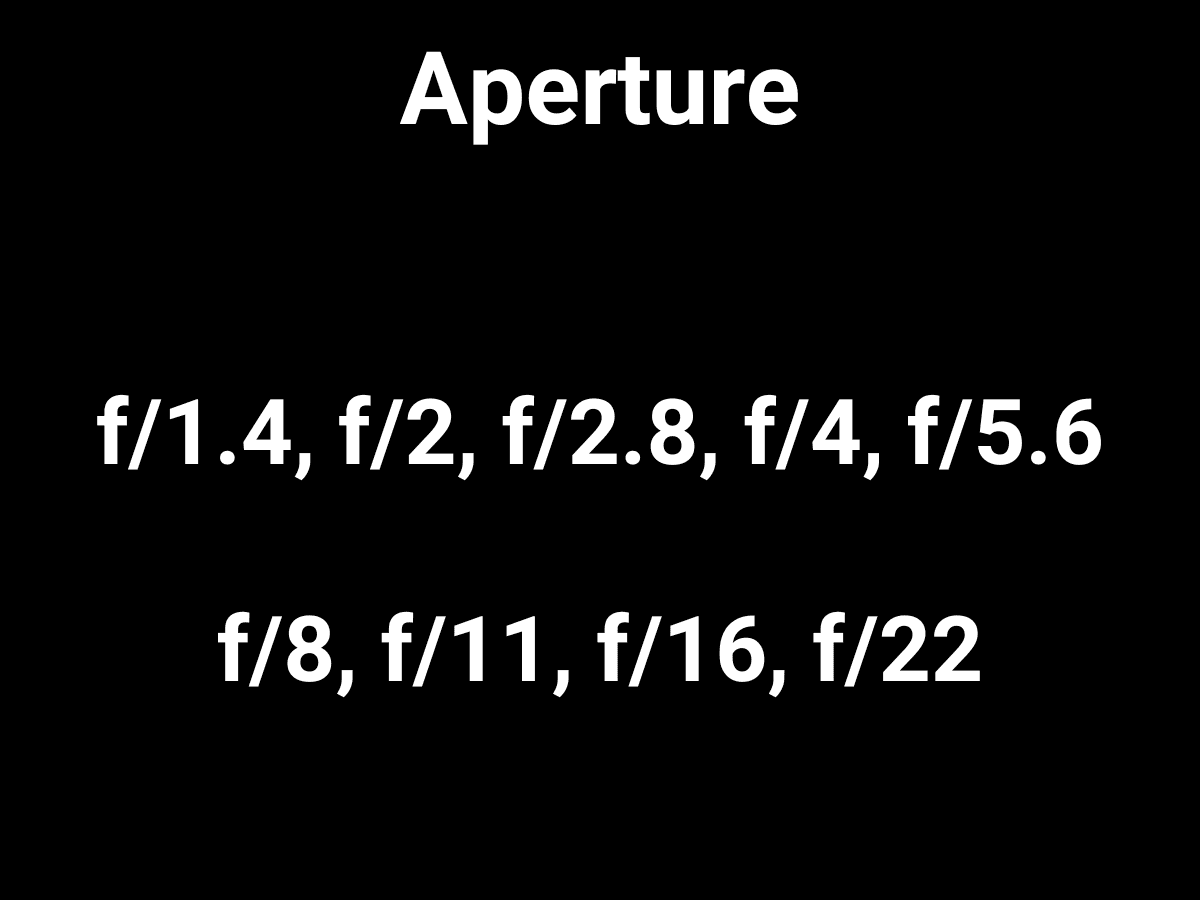 Aperture full stops Graphic showing the aperture full stops.