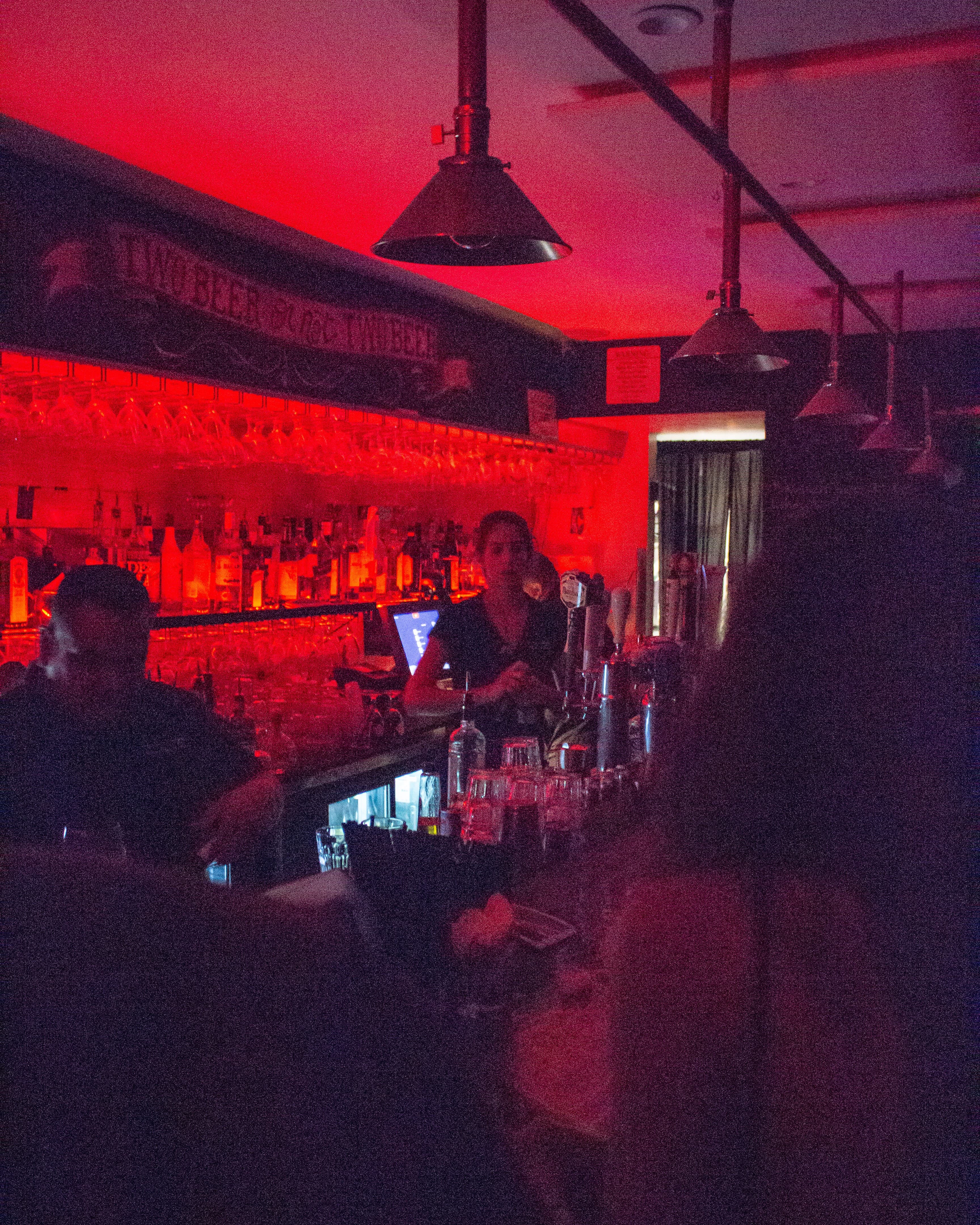 Color noise Nightclub with red lights inside.