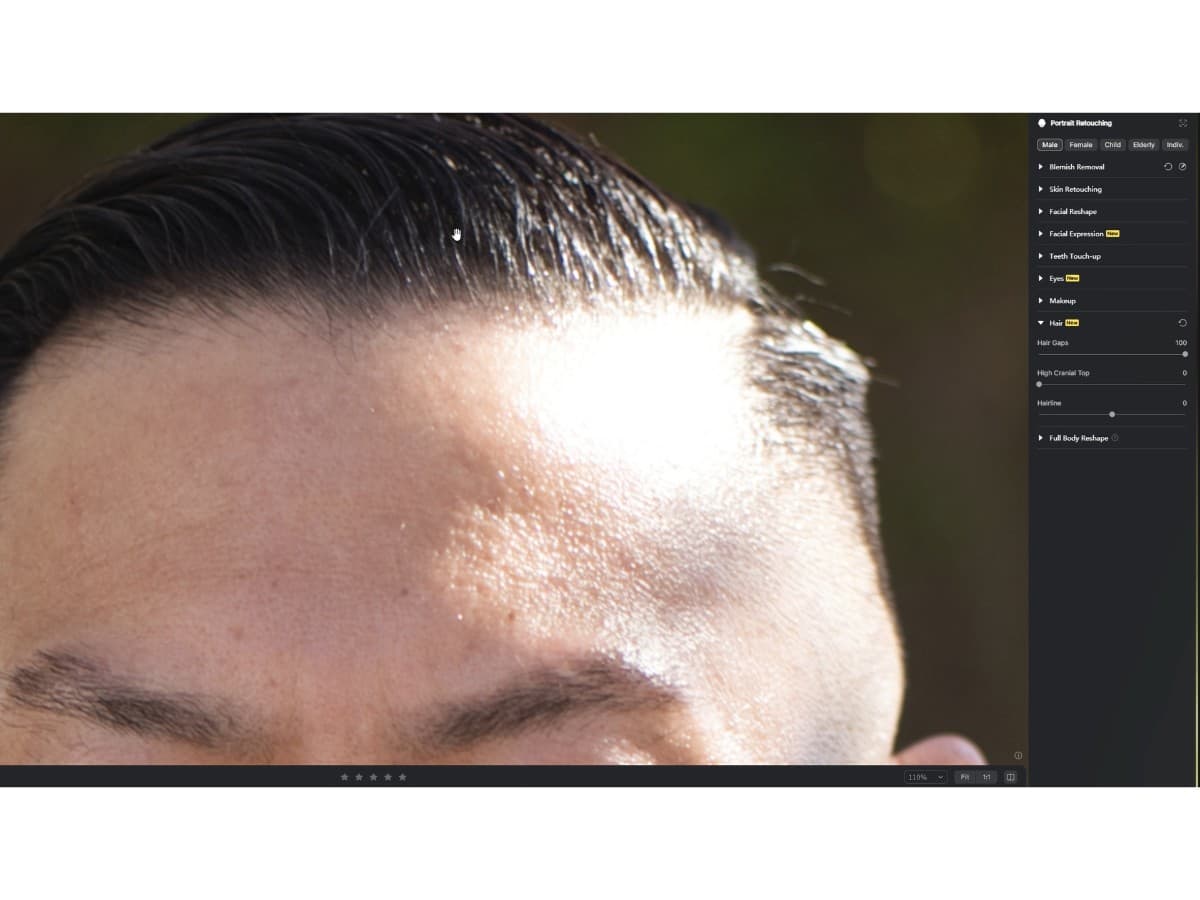 Before AI hair Evoto AI before AI hair tool edit.