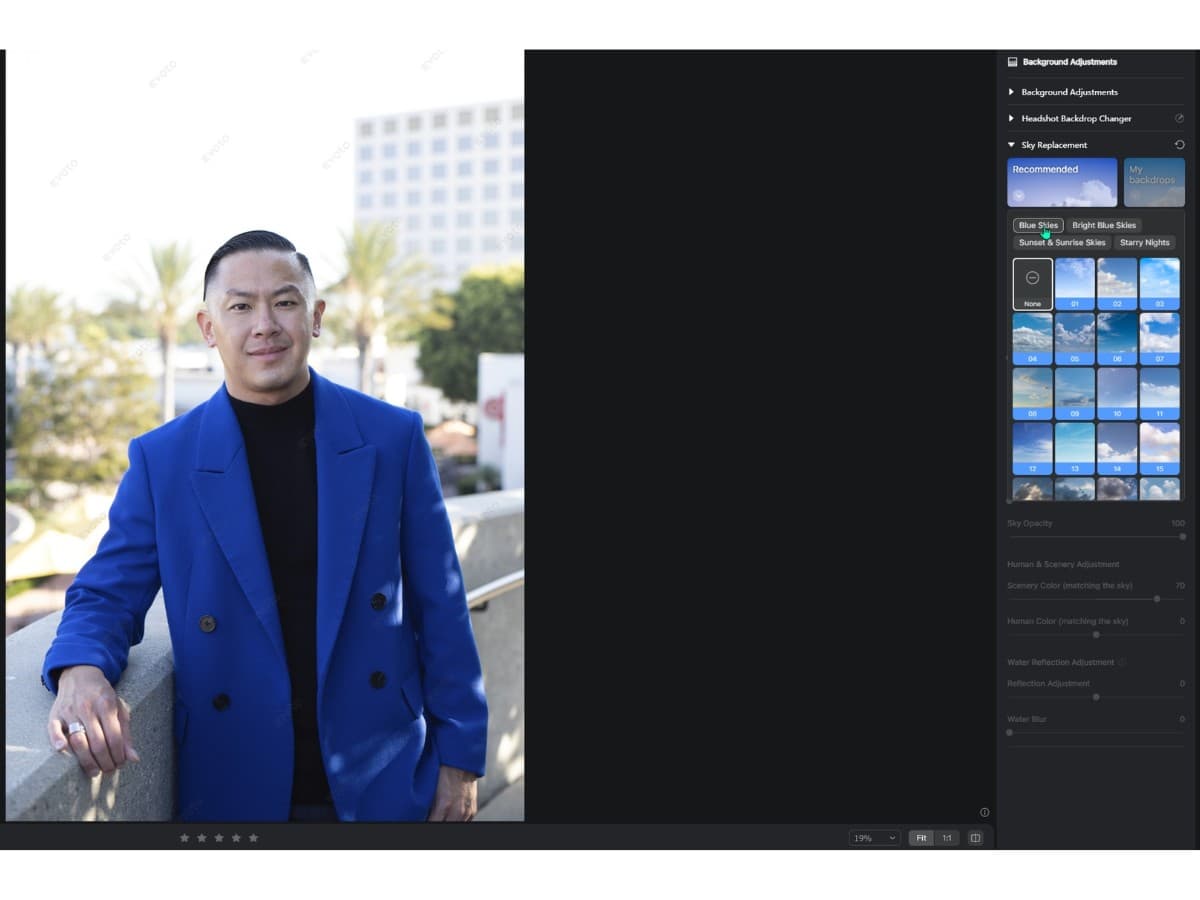 Before sky replacement Evoto AI before sky replacement tool edit.