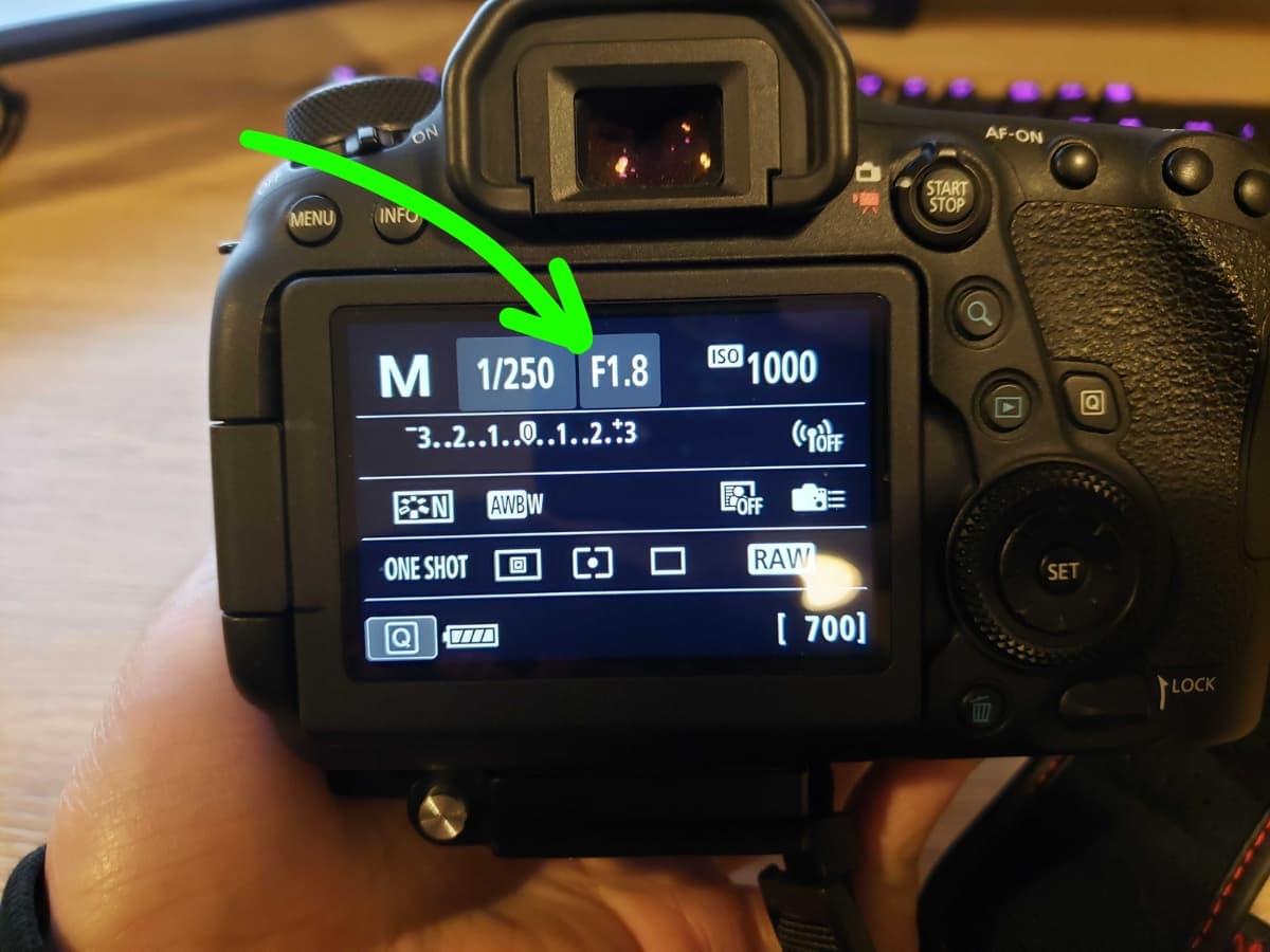 F-stop on camera F-stop settings on a camera.