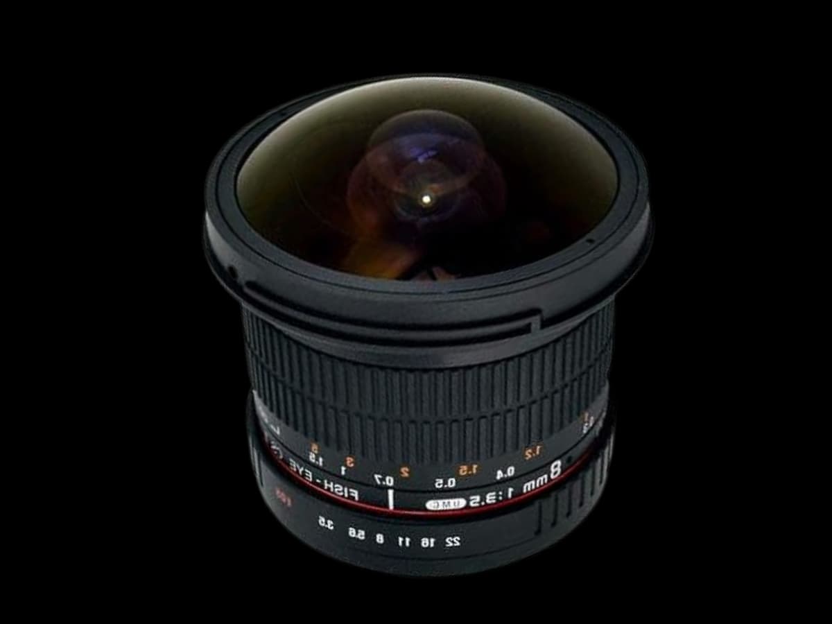 Fisheye lens Fisheye lens on black background.