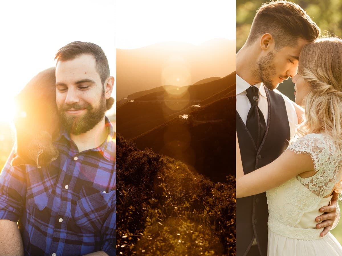 Golden Hour example cases Three photos during golden hour.