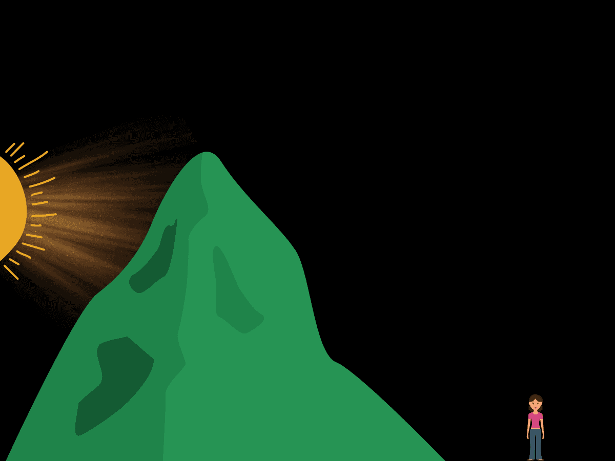 Golden Hour - Mountain blocking the sun from setting Woman standing with sun being blocked behind mountains.