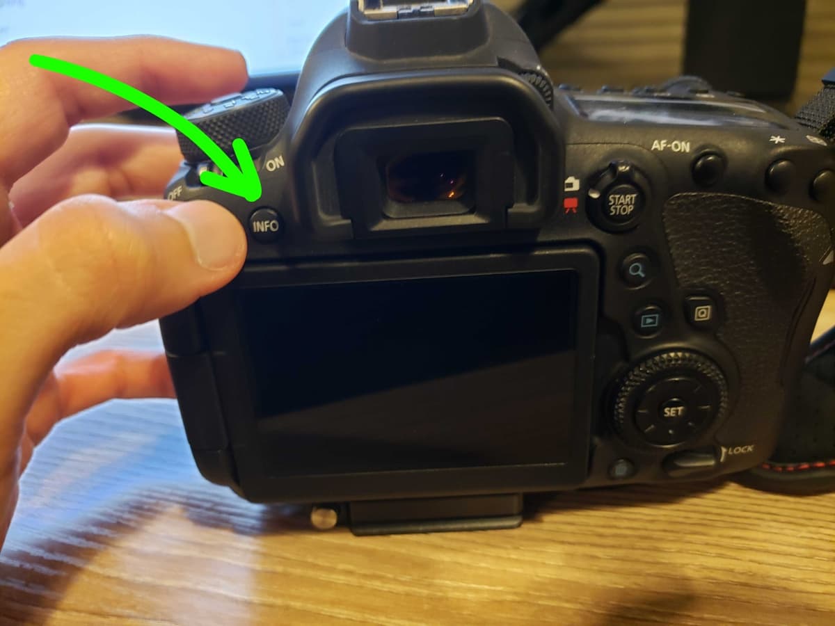 Info button on my camera Pressing info button on camera.