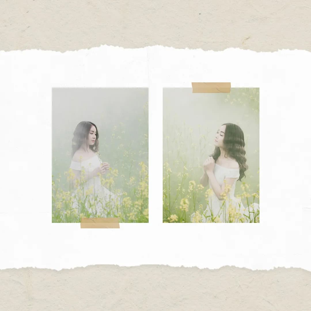 Girl in flower field.