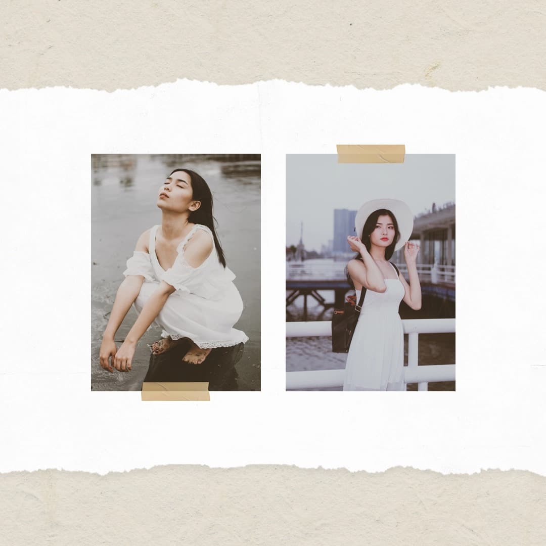 Two photos of women side by side.