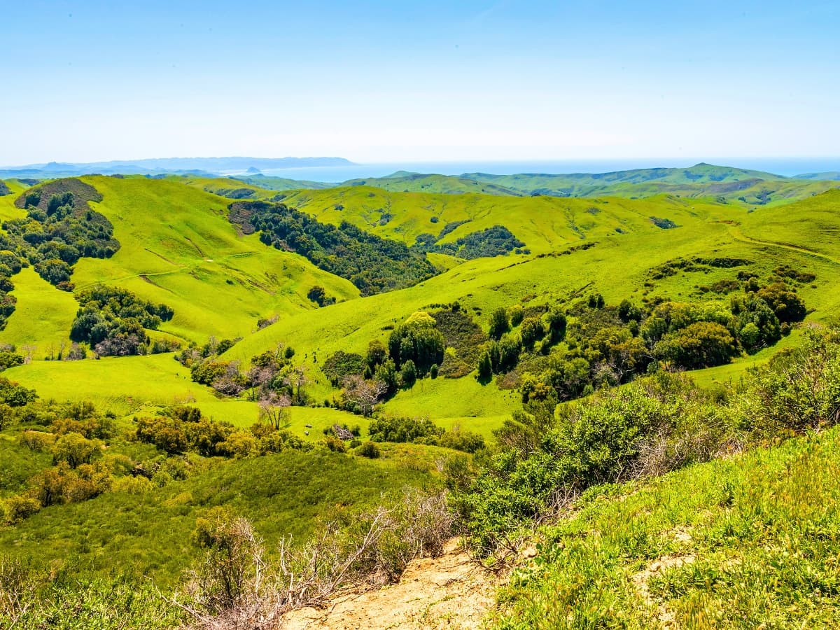 Landscape scene with increased saturation Green hills landscape with increased saturation.