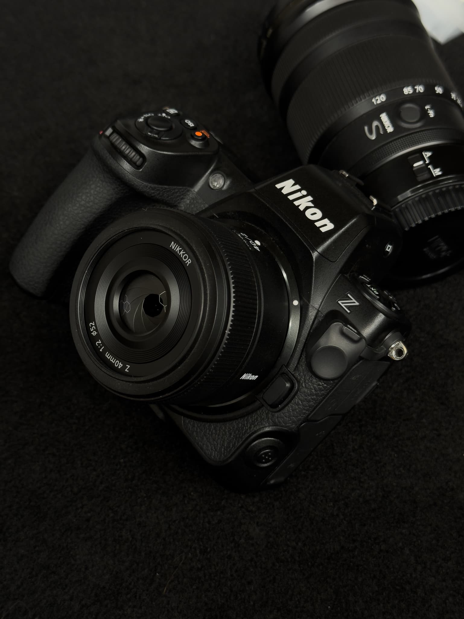 Texture shot of the molded plastic ridges on the control ring of the Nikon Z 40mm f/2