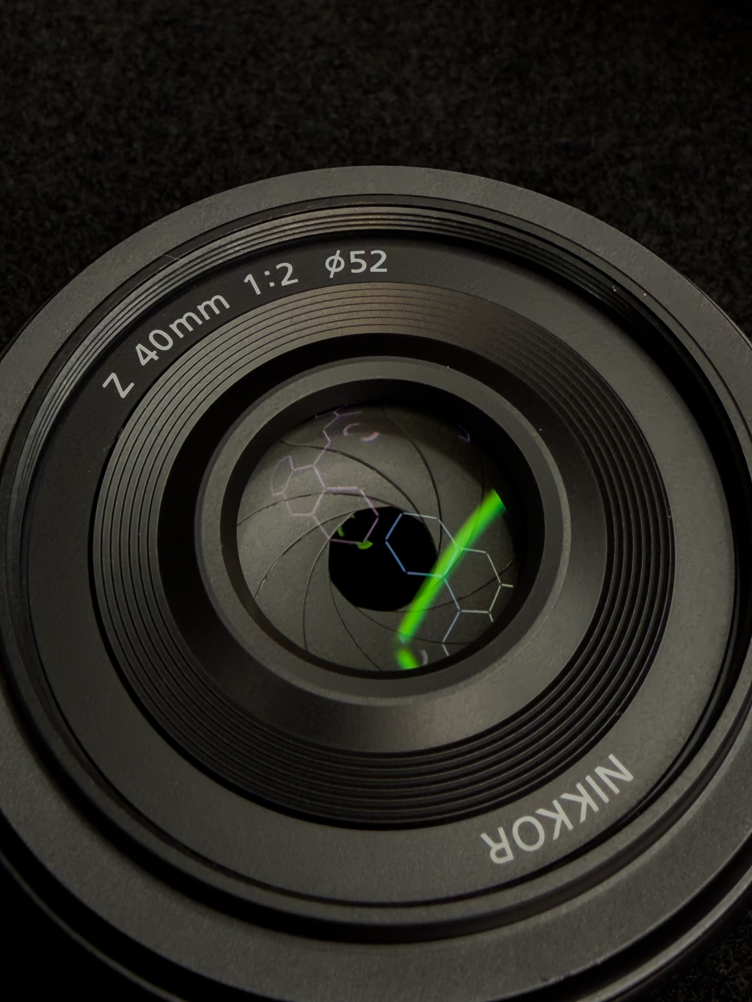 Front glass element of the Nikon Z 40mm f/2