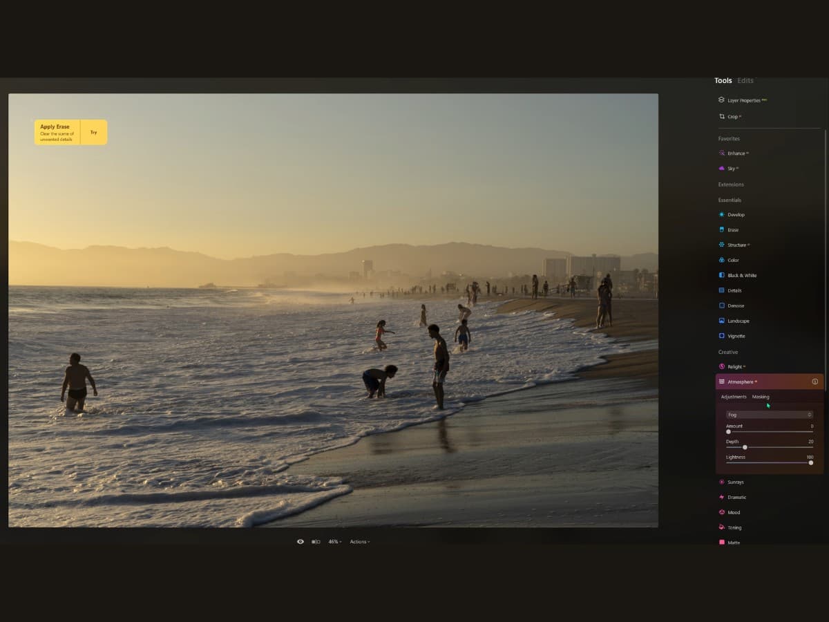 Before Atmosphere AI tool Luminar Neo before Atmosphere AI tool edits.
