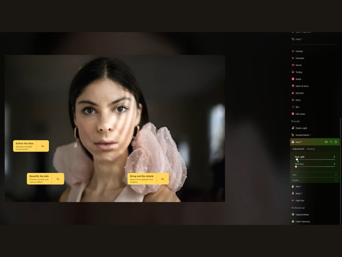 Before Face AI tool Luminar Neo before Face AI tool edits.