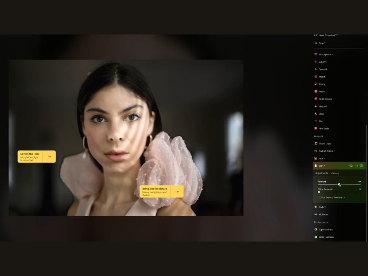 After Skin AI tool Luminar Neo after Skin AI tool edits.