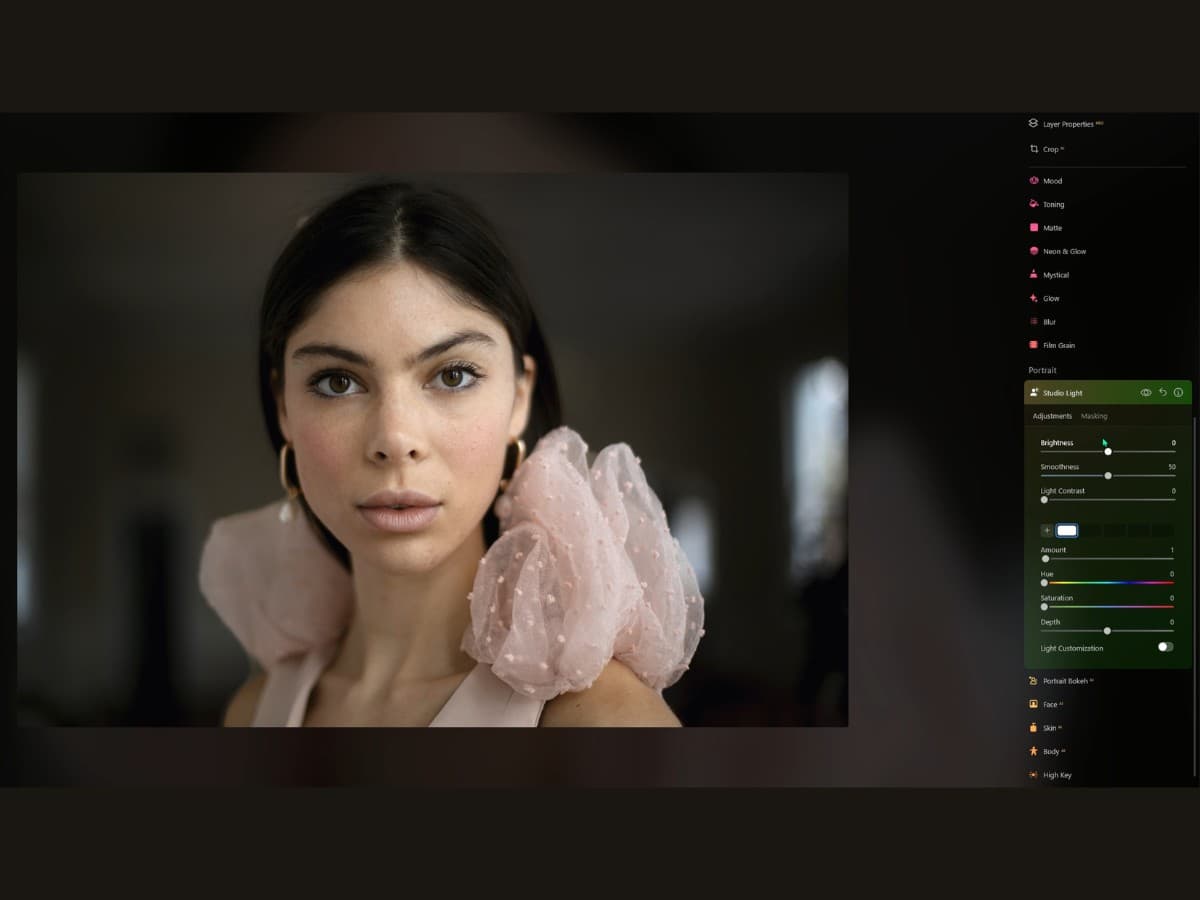 Before Studio Light tool Luminar Neo before Studio Light tool edits.