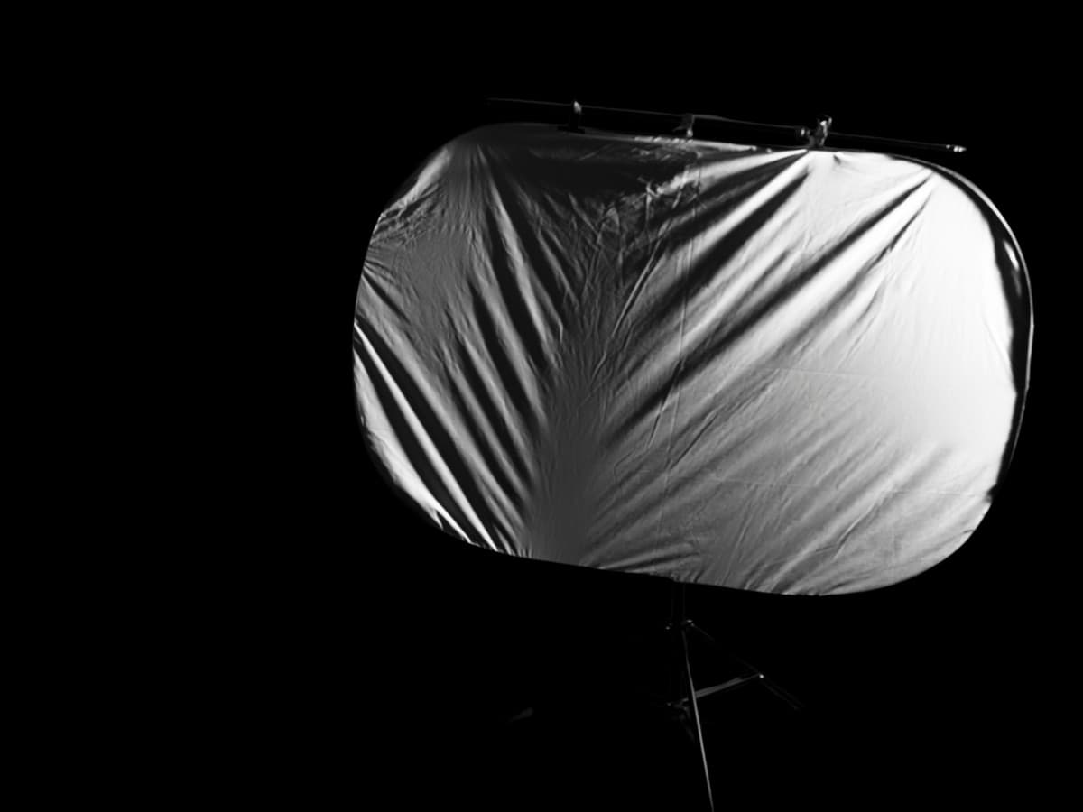 My photography reflector Photography reflector against a black background.