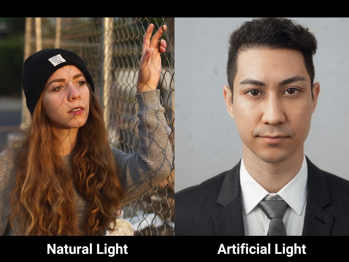 Natural vs. studio light for sharpness Two photos side by side one of natural light and one of artificial light.
