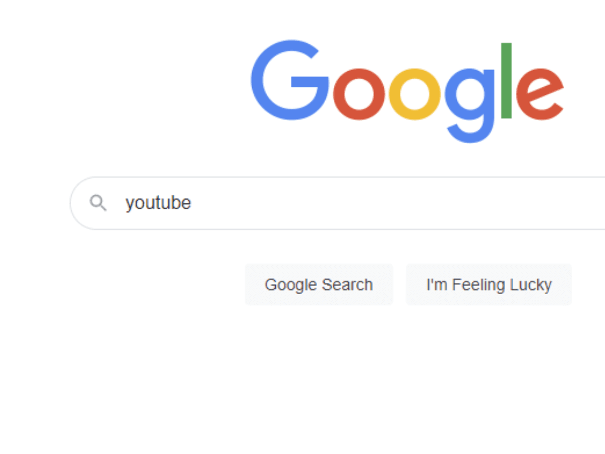 Navigational keyword Screenshot of youtube typed into search bar.