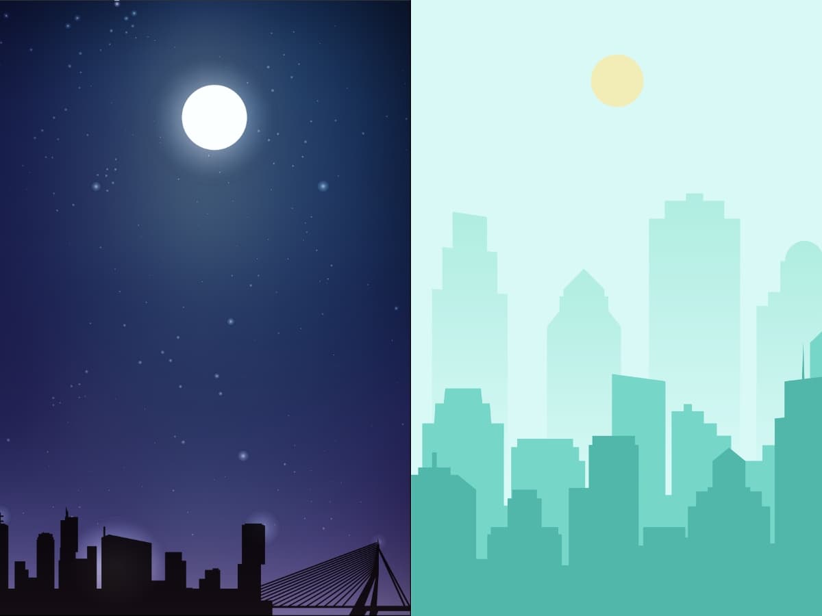 Time of day and light availability Graphic showing night and day time.