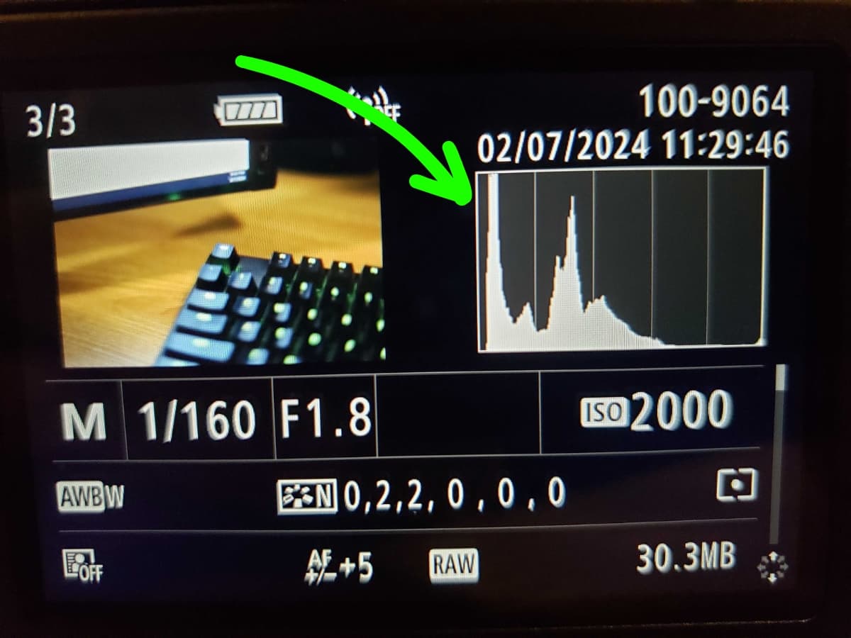 Underexposed histogram Photo of an underexposed histogram.